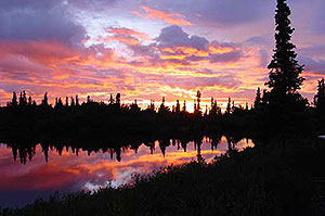 Sunset from the cabin porch.