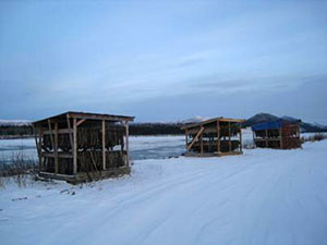 Fishing skiff in Marshall, Alaska.