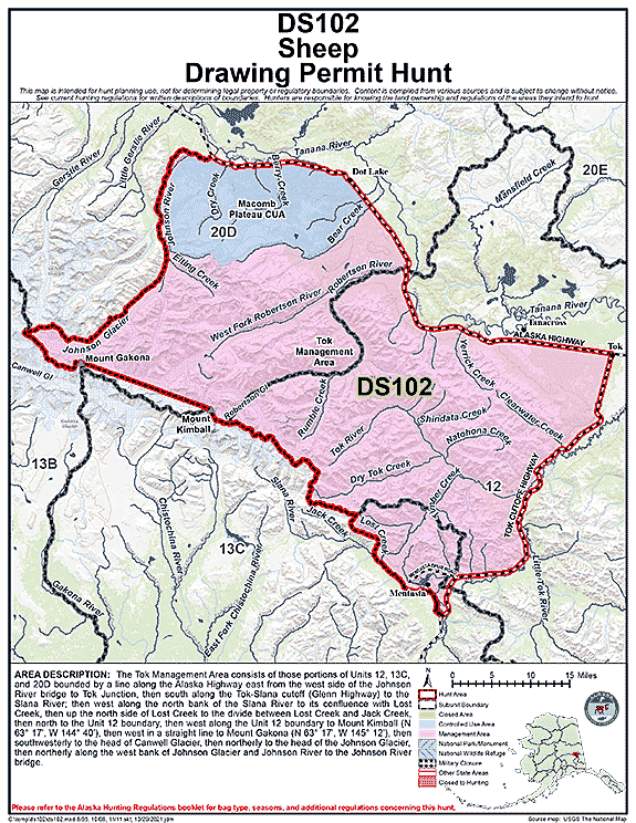 Map of sheep hunt number ds102