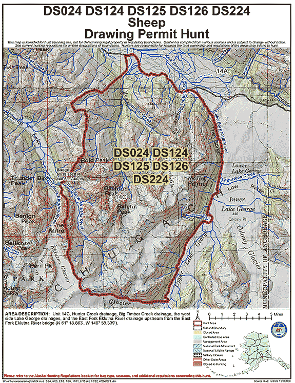 Map of sheep hunt number ds124