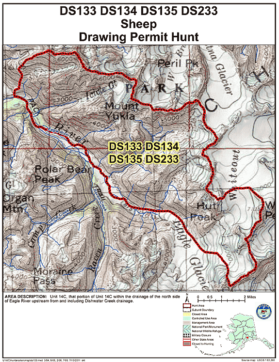 Map of sheep hunt number ds133