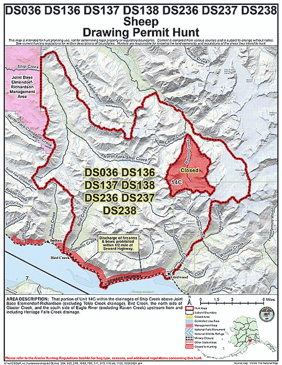 Map of sheep hunt number ds136