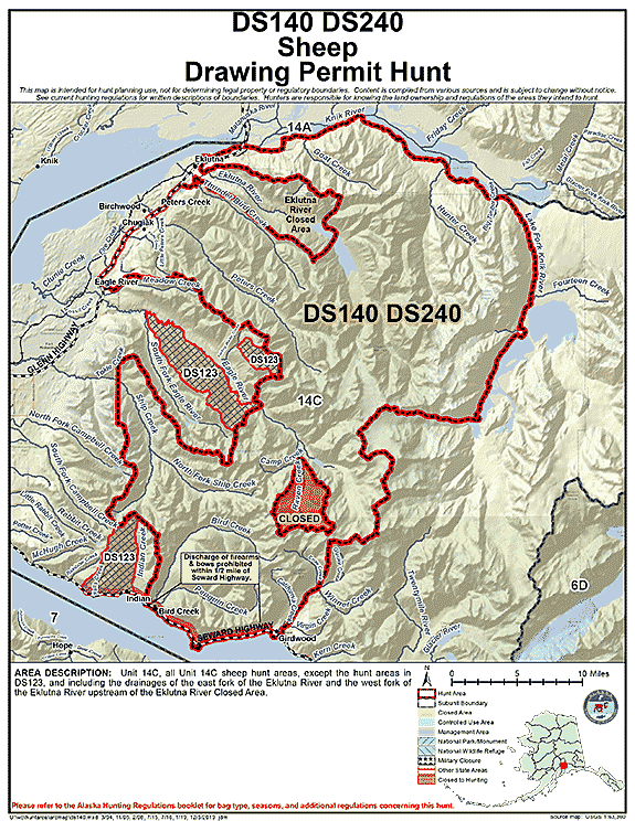 Map of sheep hunt number ds140