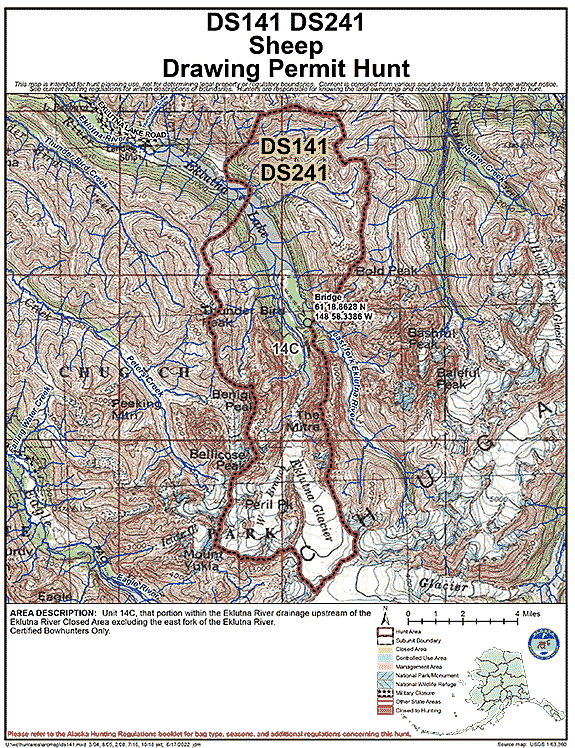 Map of sheep hunt number ds141