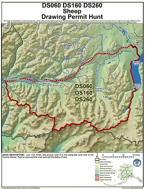 Map of sheep hunt number ds160