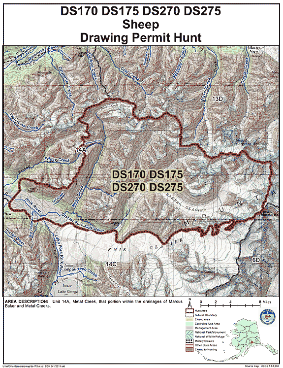 Map of sheep hunt number ds170