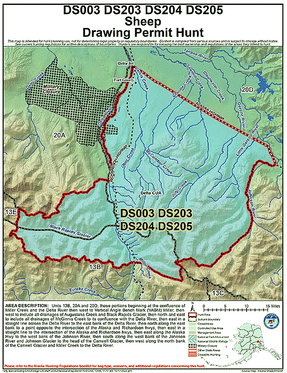 Map of sheep hunt number ds203