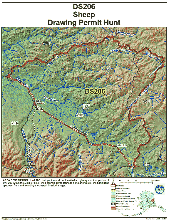 Map of sheep hunt number ds206