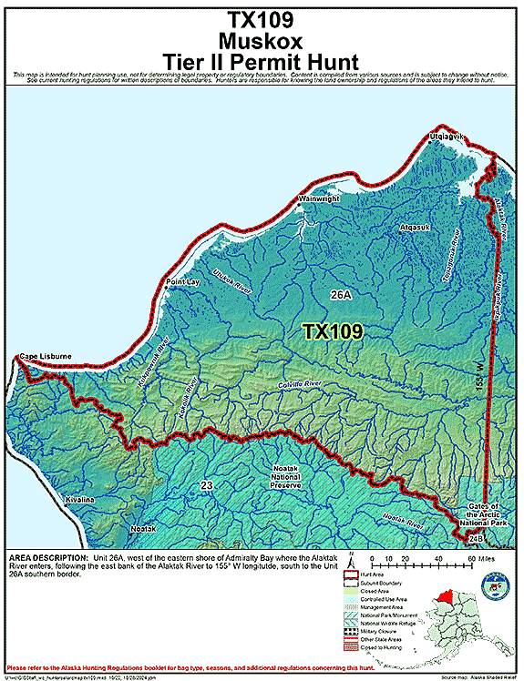 Map of muskox hunt number tx109